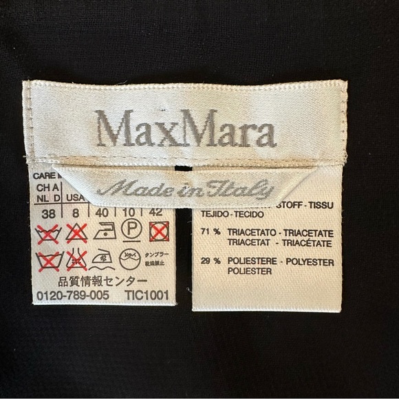 MaxMara black midi dress with leather trim 8 square neckline lbd - Picture 7 of 12